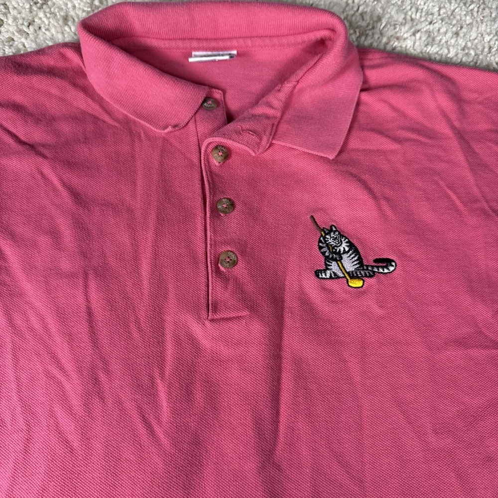 Crazy Shirt Hawaii Polo Shirt Mens XL Pink Golf Cat Kilauea Surf Aloha Preppy